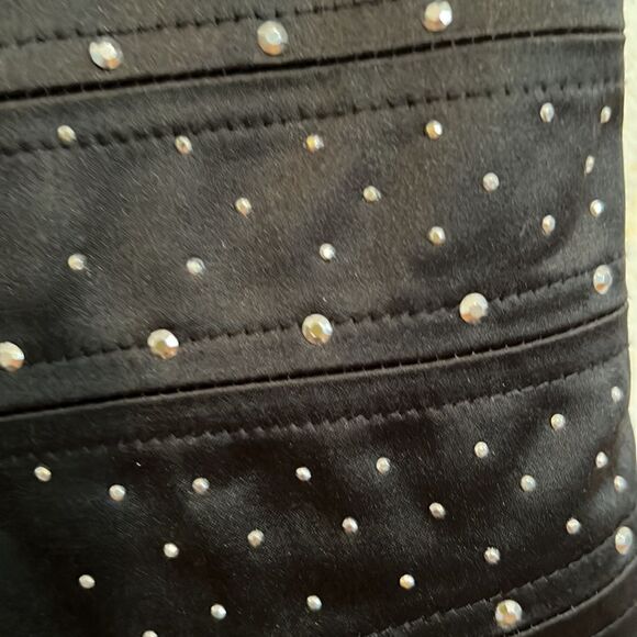 XOXO Black Satin Corset Party Dress with Stud and Rhinestones Accents Size 7/8 - Picture 9 of 10
